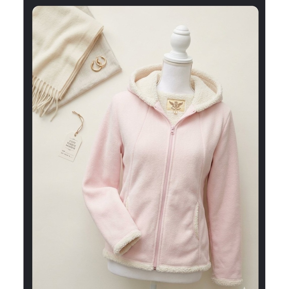 Faded Glory Pink Fleece Sherpa Lined Full Zip Hoodie Jacket Womens 1X 16W